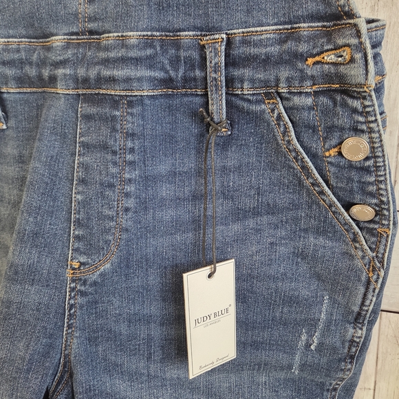 Judy Blue Classic Blue Denim Overall Shorts - Picture 2 of 11